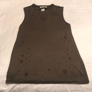 Army Green Distressed Tank Top